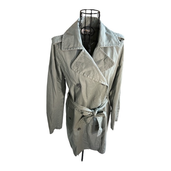 Marine Layer Kelly Belted Trench Coat Faded Sage/Olive Green Size Small - Picture 7 of 16